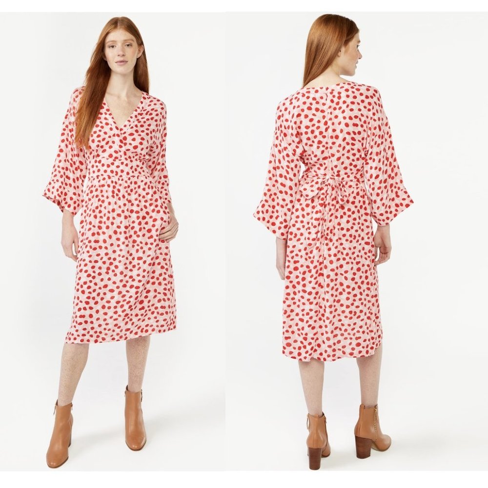 NWT Free Assembly Women's Tie Back Dolman Sleeve Midi Dress Size XS